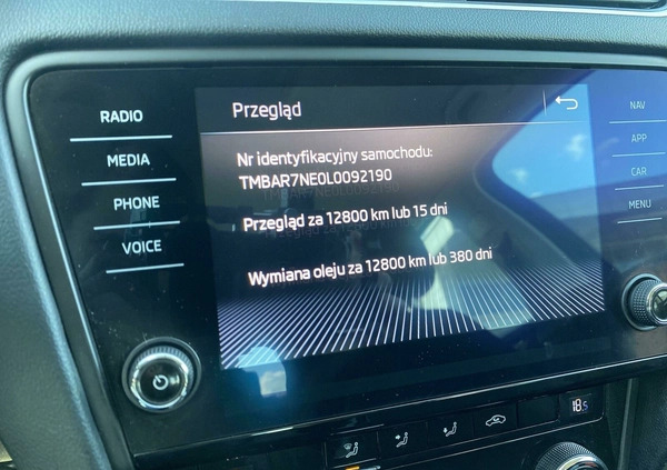 Skoda Octavia cena 72900 przebieg: 78671, rok produkcji 2019 z Starogard Gdański małe 301